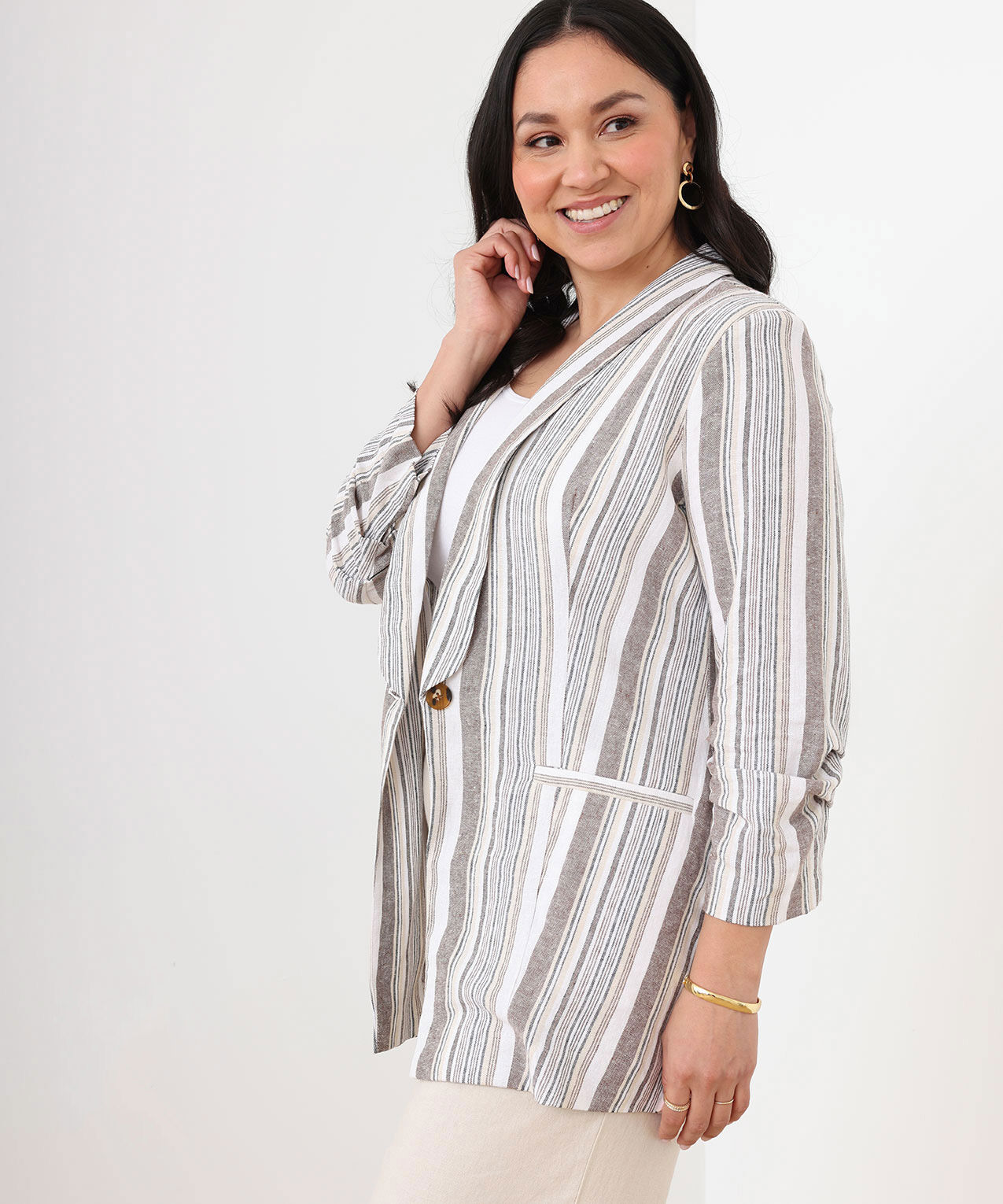 Low Impact Linen Blend Boyfriend Blazer Cleo 4000007771