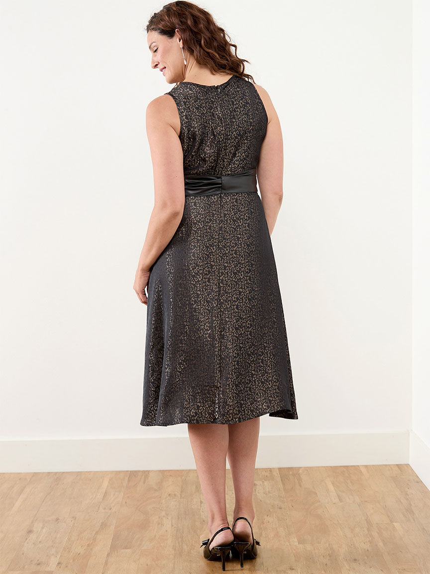 A Line Leopard Dress with Wrap Belt Cleo 4000010452