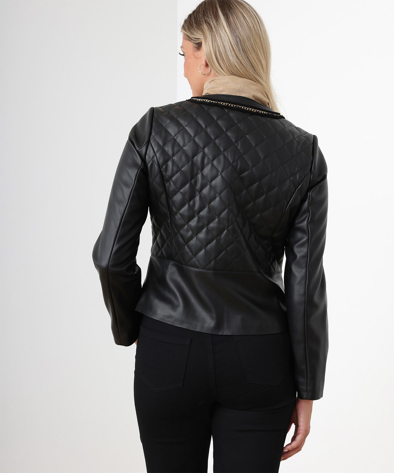 Quilted Vegan Leather French Jacket Cleo 4000008806