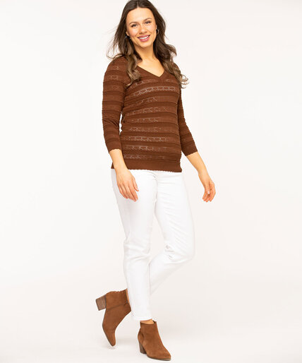 Pointelle V-Neck Sweater Image 5
