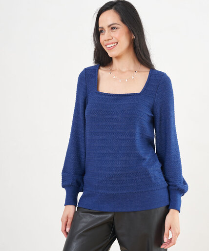 Pointelle Knit Square Neck Top Image 4