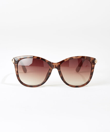 Tortoise Frame Sunglasses with Beige Arms Image 1