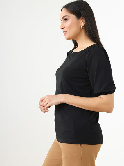 Elbow Sleeve Crepe Boat-Neck Top Image 2