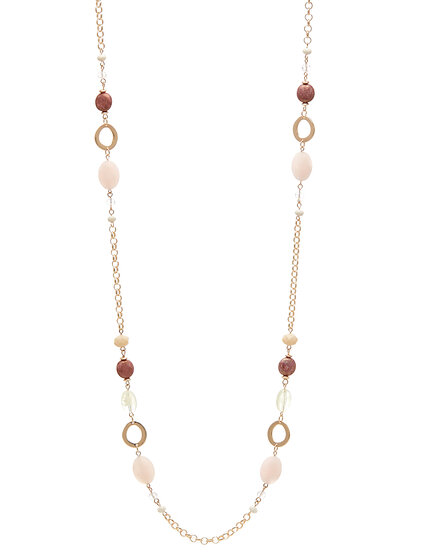 Rose Gold Beaded Long Necklace Image 1