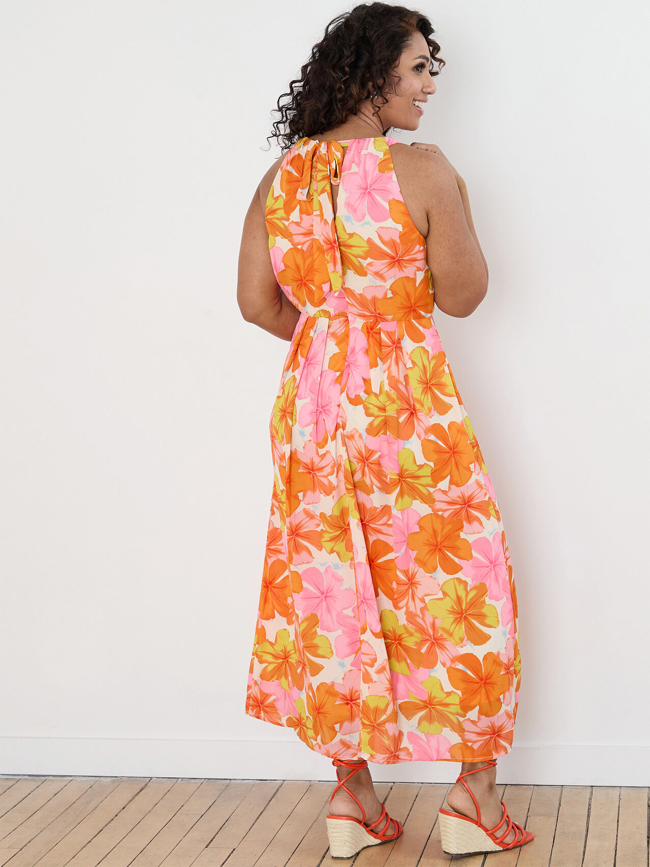 Petite Chiffon Halter Back Tie Maxi Dress Cleo 4000010025