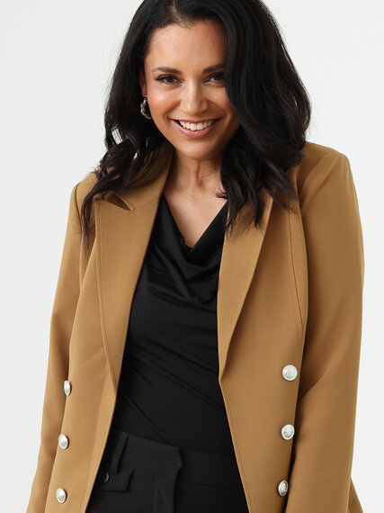 Open Military Blazer in Toffee Image 4