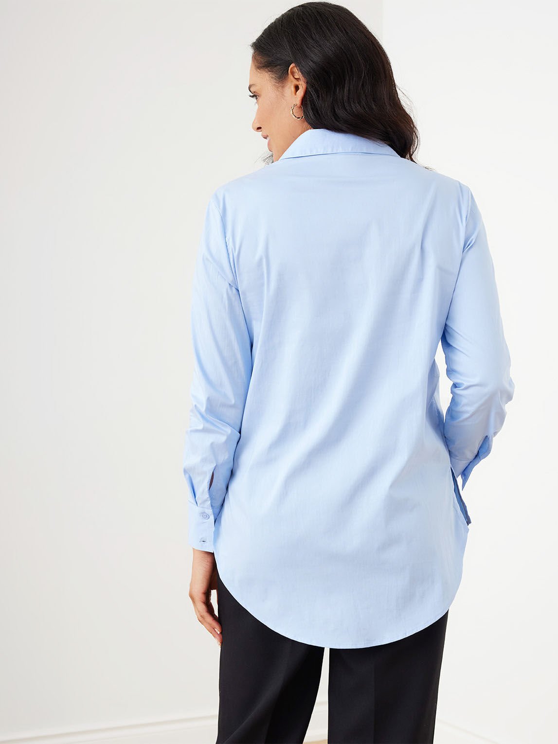 Long Sleeve Collared Cotton Relaxed Fit Shirt