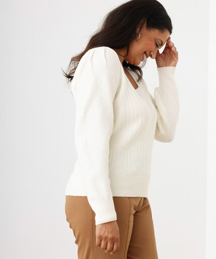 Square Neck Pullover with Puff Shoulders Image 4