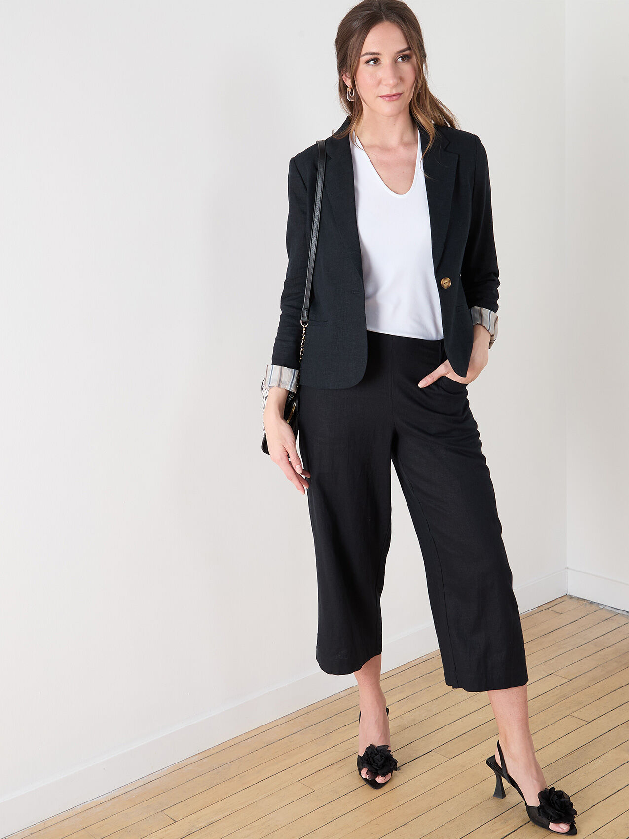 Tonia Wide Leg Linen Crop Pant