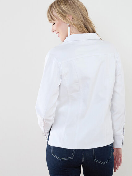 White Denim Jacket with Silver Snaps  Image 6