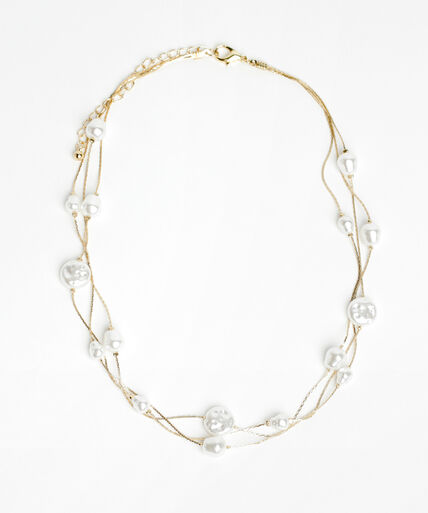 Short 3-Tier Gold Necklace with Pearls Image 4