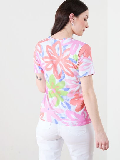 Retro Floral V-Neck Top by GG Collection
