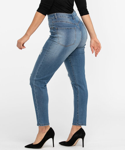Distressed High Rise Mom Jean Image 2