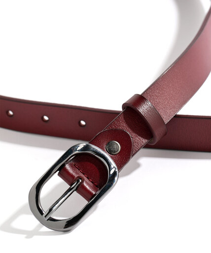Red Slim Leather Belt Image 2