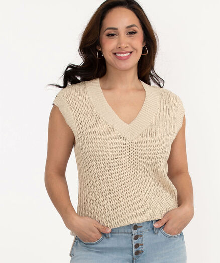 Tunic Length Sweater Vest, Light Mushroom Tunic Length Sweater Vest, Light Mushroom