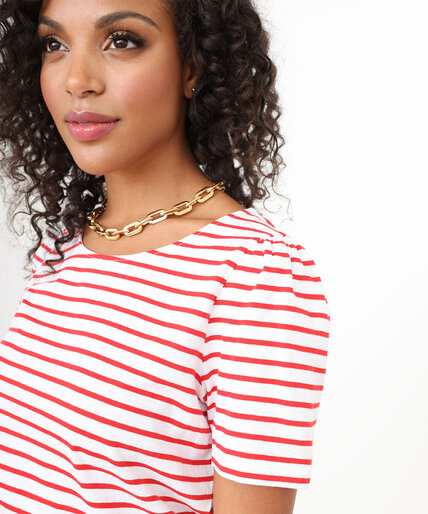 Low Impact Striped Puff Sleeve T-Shirt Image 2