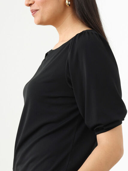 Elbow Sleeve Crepe Boat-Neck Top Image 6