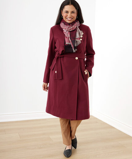 Belted Cross Over Collar Coat Image 6