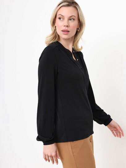 Petite Stretch Crepe Relaxed Fit Top