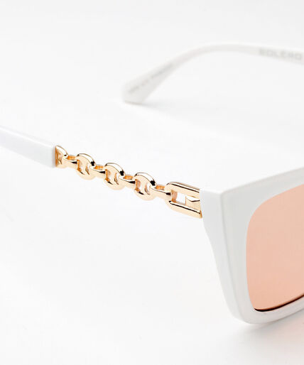 White Cat Eye Sunglasses with Gold Metal Detail Image 2