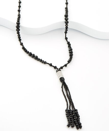 Long Faceted Beaded Necklace with Crystal Detail Image 1