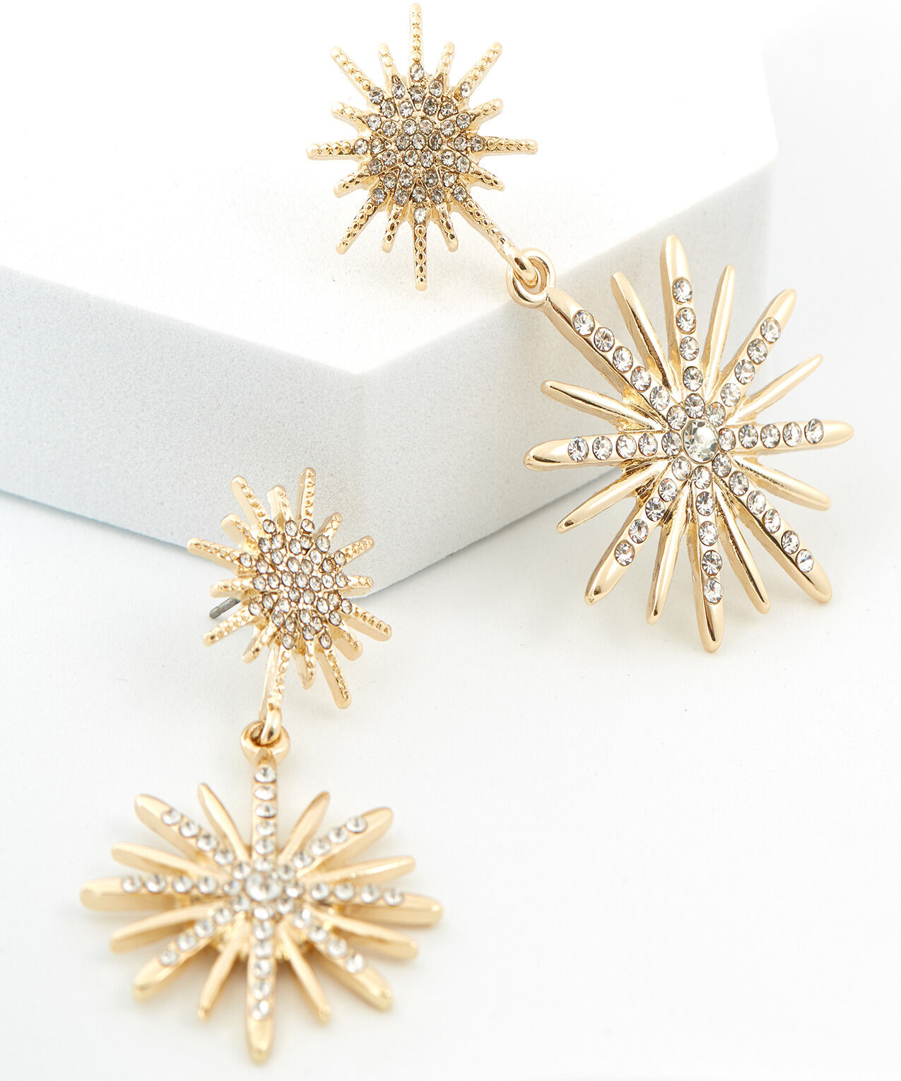 Gold Starburst Drop Earrings