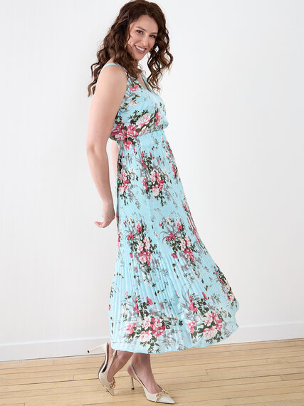 Satin V-Neck Floral Maxi Dress Image 2