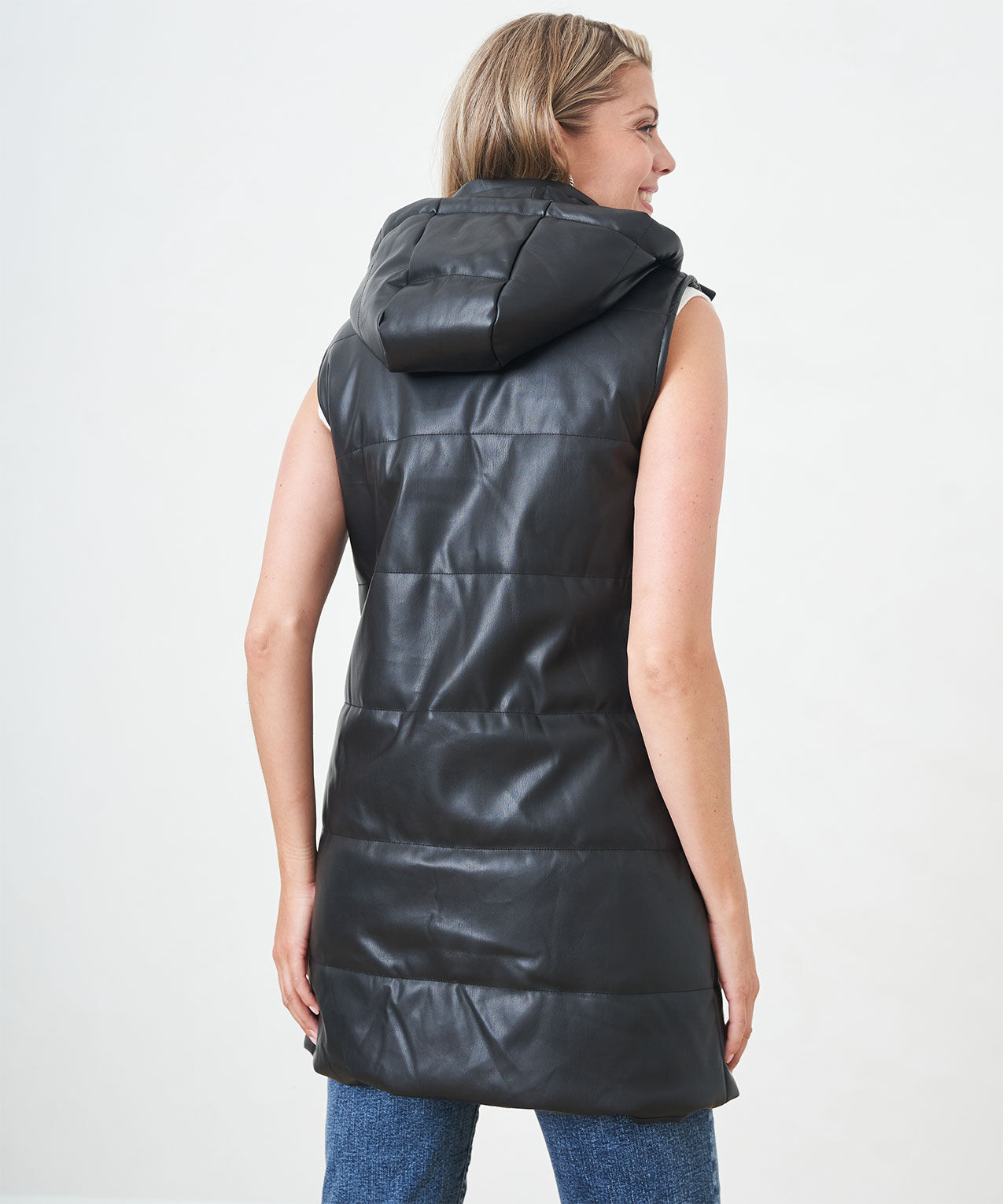 Hooded Vegan Leather Vest Cleo 4000006495