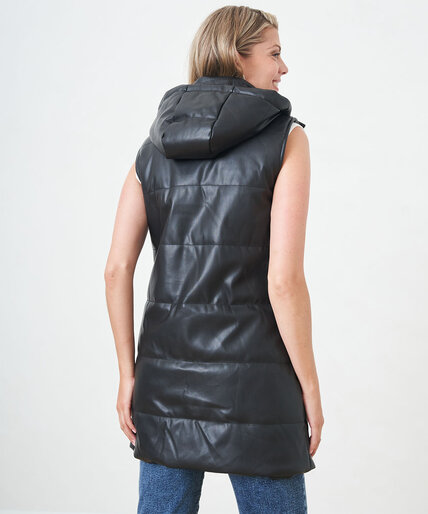 Hooded Vegan Leather Vest Image 3