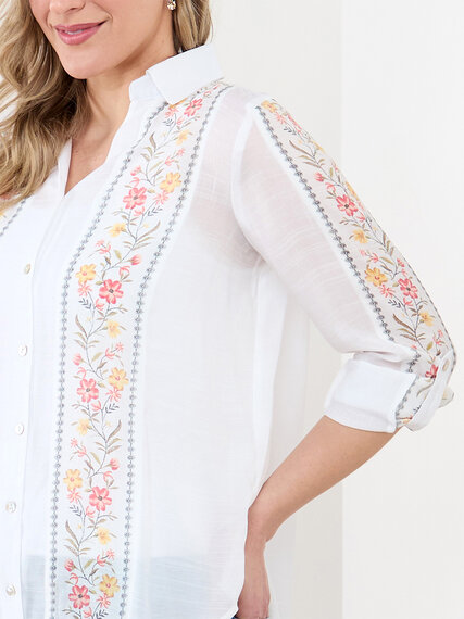Long Sleeve Blouse with Floral Embroidery Print Image 6