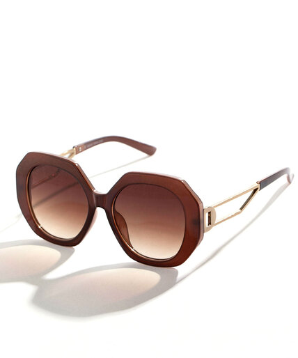 Rounded Brown Sunglasses Image 1