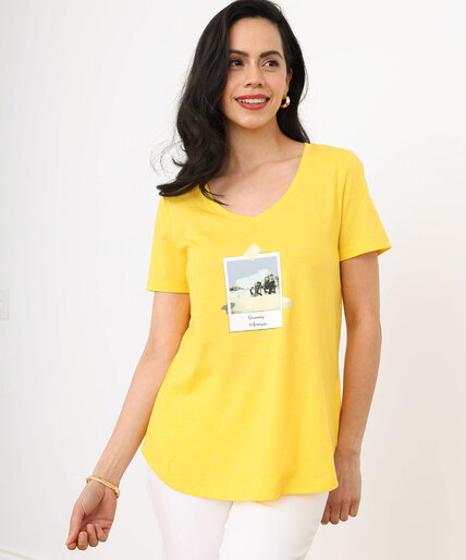Relaxed V-Neck Graphic T-Shirt Image 5
