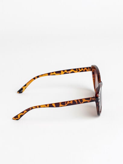 Tortoise Cat Eye Single Reader Sunglasses with Rhinestones