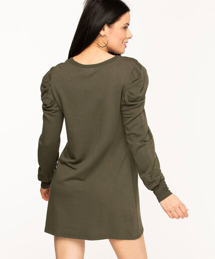 Olive Puff Sleeve Tunic Dress Image 3