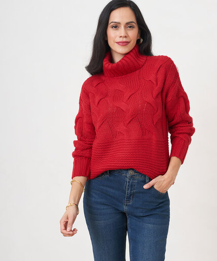 Cable Knit Turtleneck Sweater Image 6