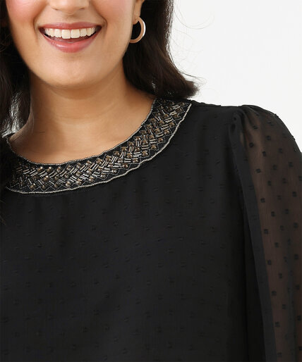 Textured Scoop Neck Beaded Blouse Image 4