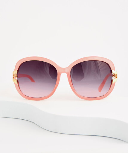 Pink Sunglasses with Gold Detail Image 2