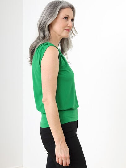 Sleeveless Stretch Top with Banded Hem