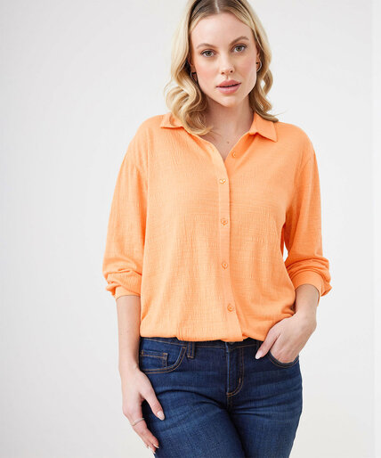 Textured Button Front Shirt Image 5