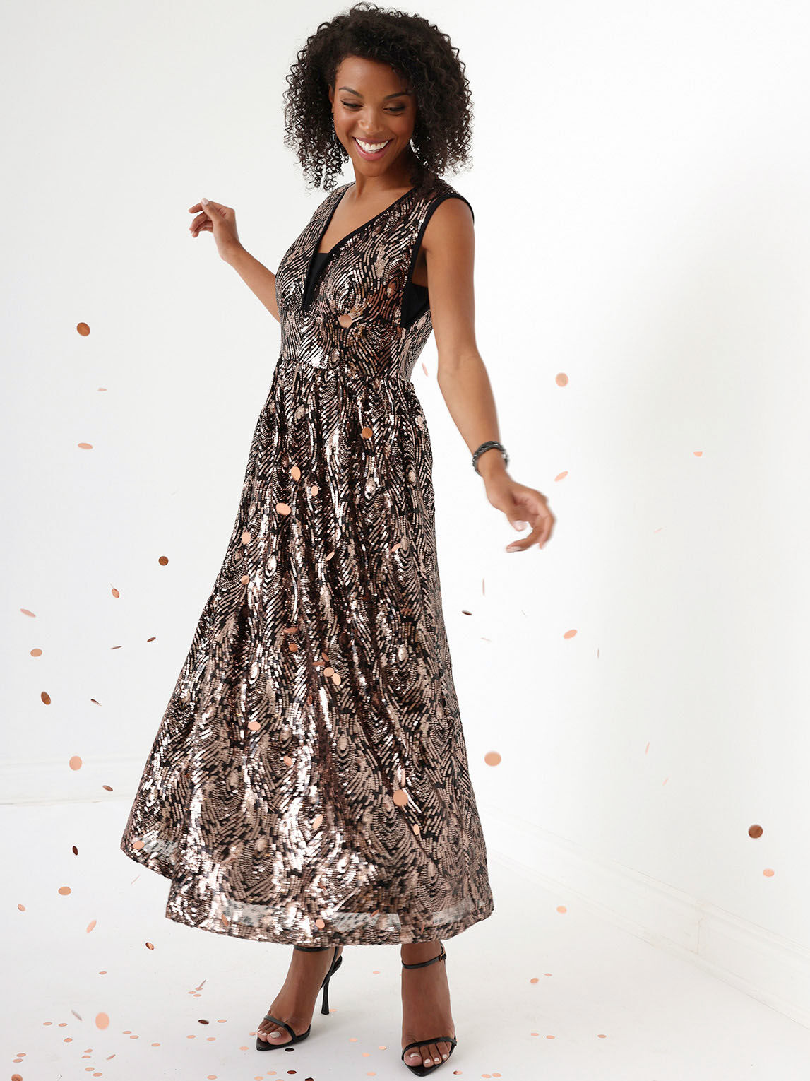 Petite sequin gown top