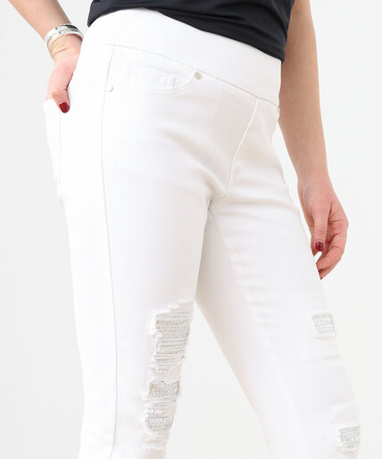 White Denim Bling Slim Crop Jean Image 2