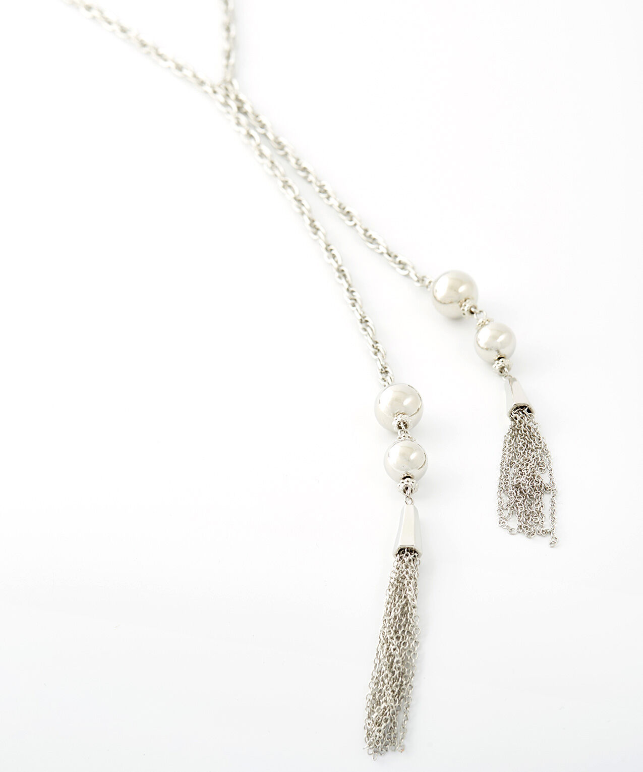 Long Silver Tassel Necklace