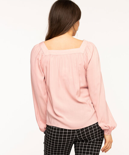 Pink Square Neck Gathered Blouse Image 2