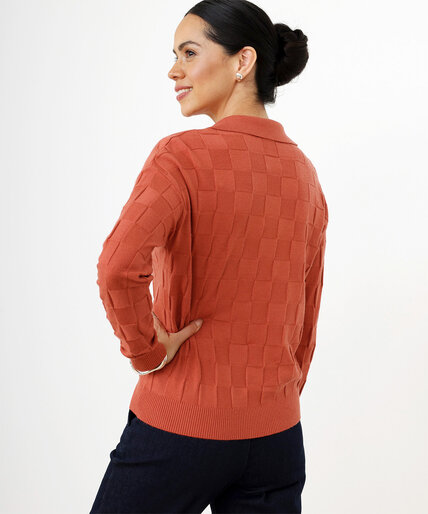 Long-Sleeved Textured Collared Pullover Image 4