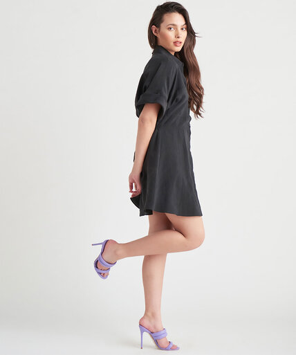 Dex Black Tape Buttoned Mini Dress Image 3