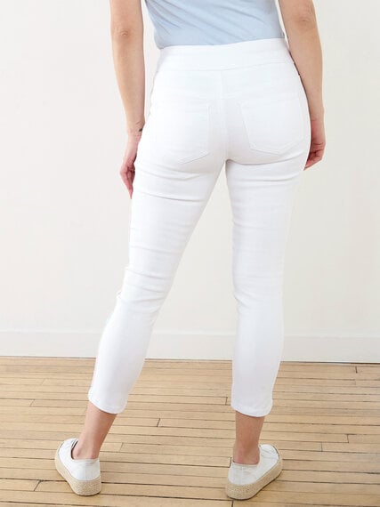 White Crop Jeans with Pastel Side Trim Image 5
