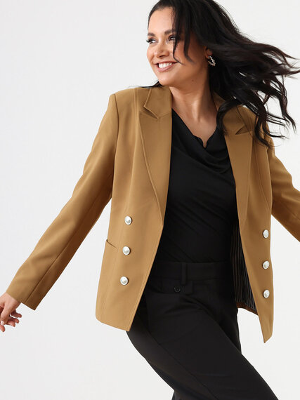 Open Military Blazer in Toffee Image 6