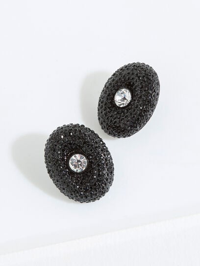 Black Chunky Rhinestone Stud Earrings