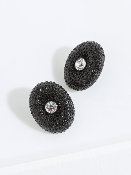 Black Chunky Rhinestone Stud Earrings Image 1