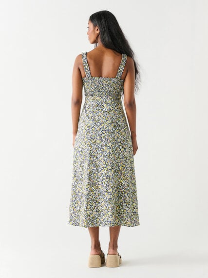 Smocked Bodice Linen Midi Dress by Dex Image 3